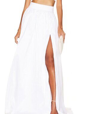 LOVER & FRIENDS White Lucille Maxi Slit Skirt Small